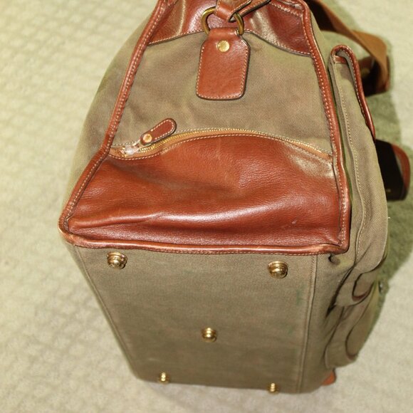 Vintage Ghurka No 2 Olive Green Twill and Leather Express Bag - Picture 15 of 16